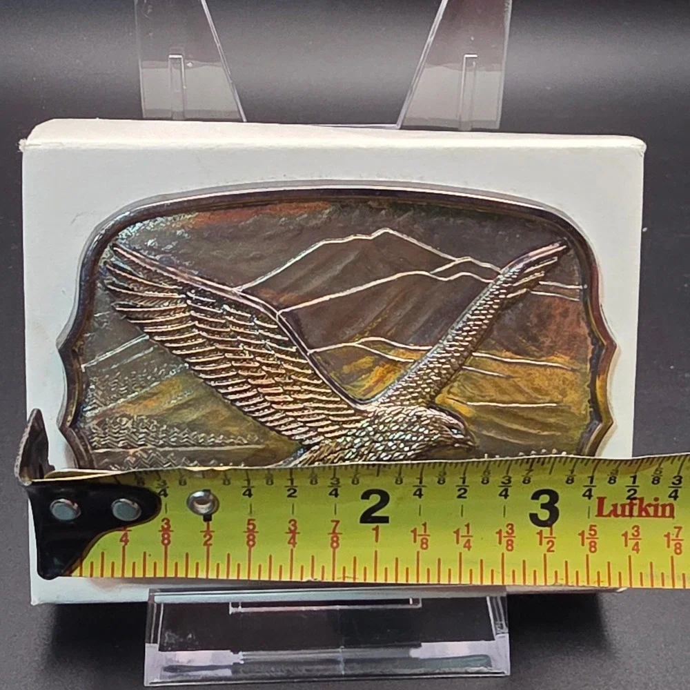 Eagle Belt Buckle Mens Silver Good Vintage Mountain‎ Scene 154881